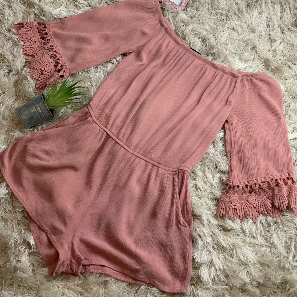 Ambiance off shoulder Blush pink romper